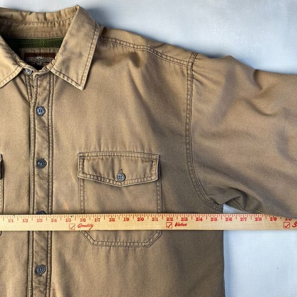 LEVI'S Flannel Fleece Lined WORK WEAR SHIRT! FADED BROWN Long Sleeve Sz XL - Picture 12 of 16